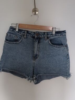O'Neill- High-Waisted Blue Denim Women's Shorts with Frayed Hem